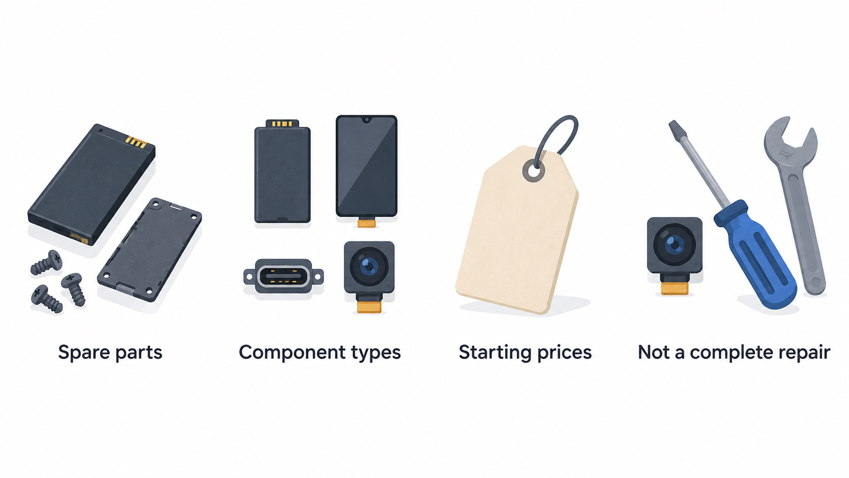 Show one numbered four-point checklist of the stated purchase checks: select the device, check current UK stock, confirm final price, and check delivery details.