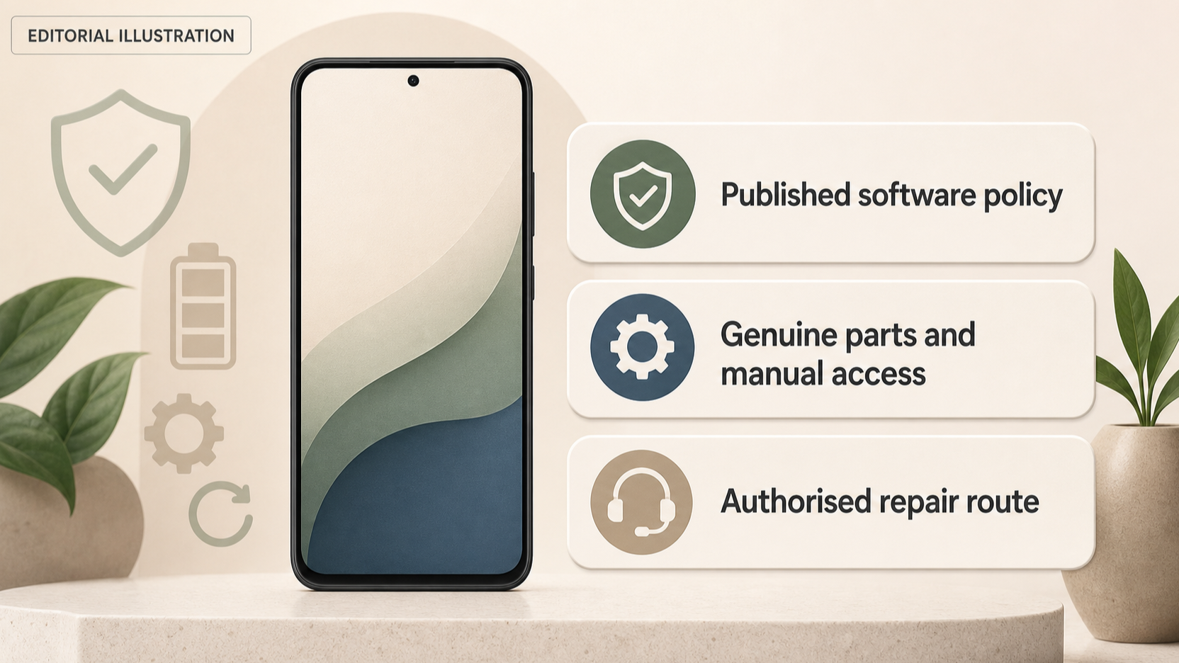 Editorial illustration for How Software Support and Repair Options Shape a Smartphone’s Useful Life